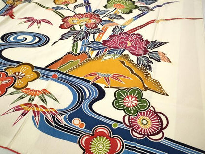 平和屋着物●豪華振袖　紅型　花鳥文　正絹　逸品　CABH2634ut