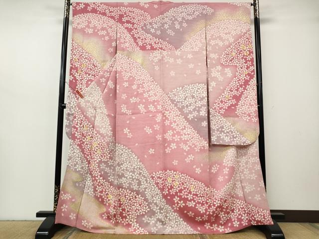 平和屋着物●豪華振袖　刺繍　エ霞舞花文　暈し染め　銀通し地　正絹　逸品　CABH2635ut