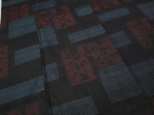 平和屋着物●結城紬　80亀甲　色紙重ね笹竹文　正絹　逸品　CABH2638ut