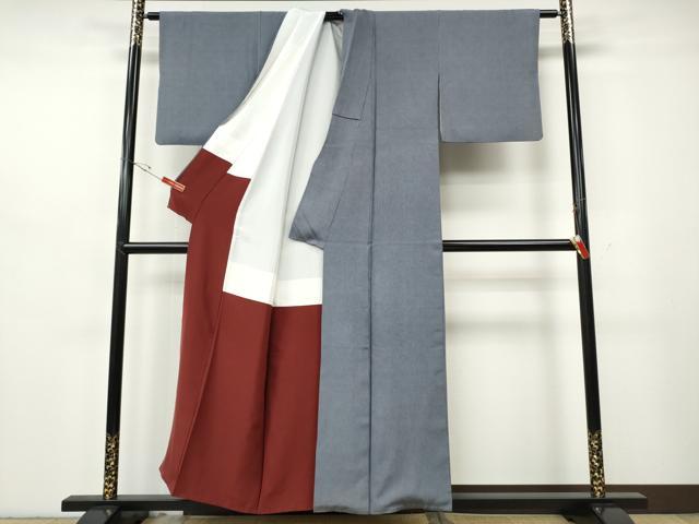 平和屋着物●江戸小紋　万筋　薄花桜色×薄雲鼠色　正絹　逸品　CABH2642ut