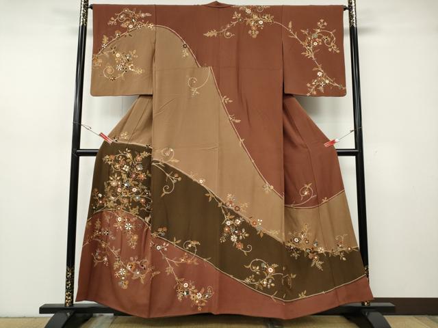 平和屋着物●訪問着　枝花文　金彩　やまと誂製　正絹　逸品　CABH2643ut
