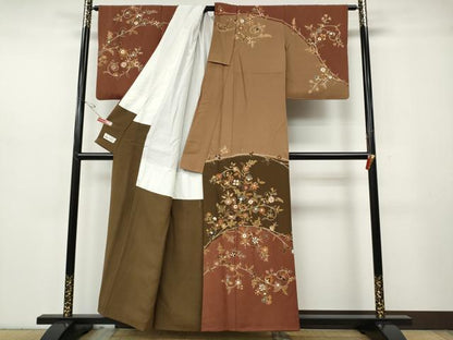平和屋着物●訪問着　枝花文　金彩　やまと誂製　正絹　逸品　CABH2643ut