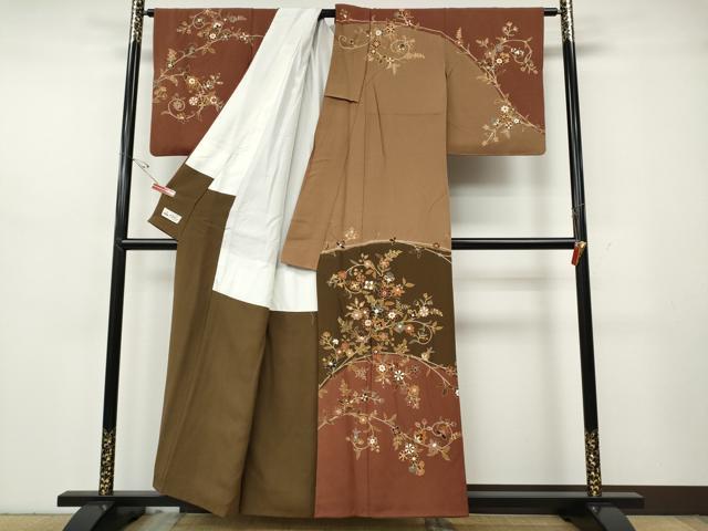 平和屋着物●訪問着　枝花文　金彩　やまと誂製　正絹　逸品　CABH2643ut