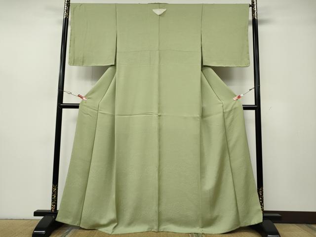 平和屋着物●上質な色無地　草花地紋　抹茶色　正絹　逸品　未使用　CABH2646ut