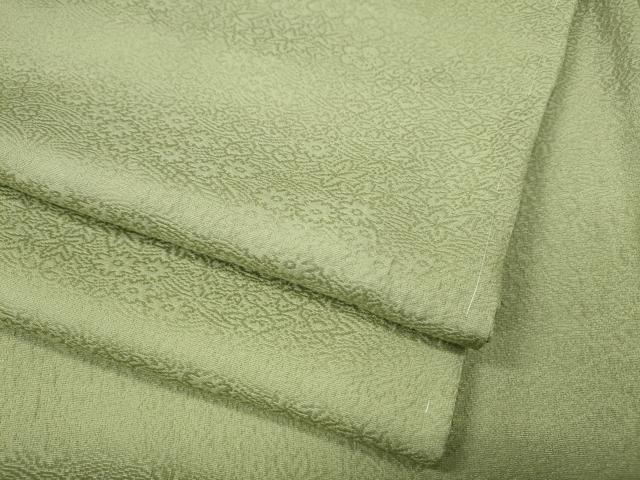 平和屋着物●上質な色無地　草花地紋　抹茶色　正絹　逸品　未使用　CABH2646ut