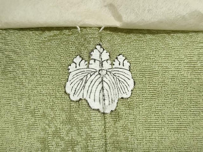 平和屋着物●上質な色無地　草花地紋　抹茶色　正絹　逸品　未使用　CABH2646ut