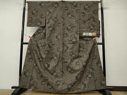 平和屋着物●本場大島紬　9マルキ　泥染め　亀甲花文　元一雄作　証紙付き　正絹　逸品　CABH2647ut