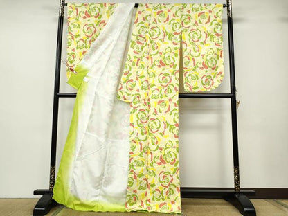 平和屋着物●小振袖　二尺袖　薔薇　洗える着物　未使用　CABH2656ut