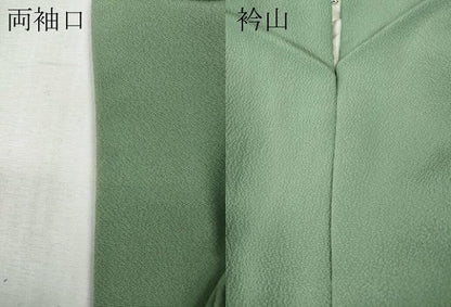 平和屋着物●上質な色無地　霞地紋　山葵色　正絹　逸品　CABH2671ut