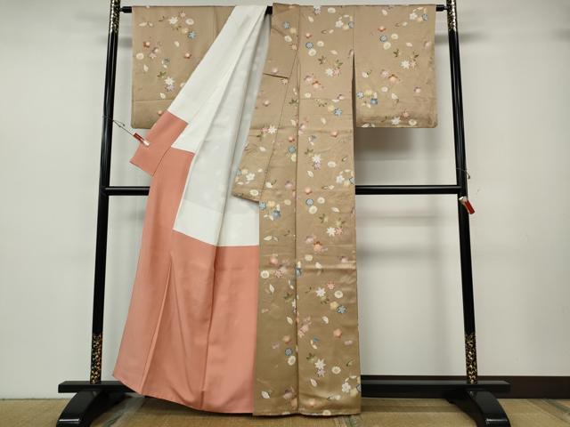 平和屋着物●上質な小紋　舞花文　金彩　正絹　逸品　CABH2672ut