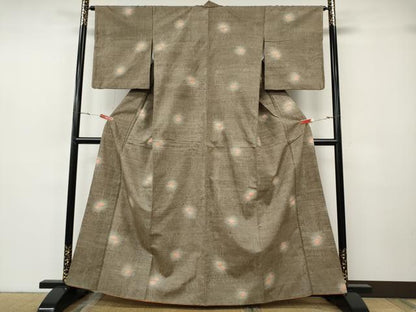 平和屋着物●小千谷紬　舞花文　正絹　逸品　CABH2673ut