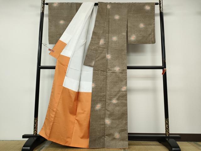 平和屋着物●小千谷紬　舞花文　正絹　逸品　CABH2673ut