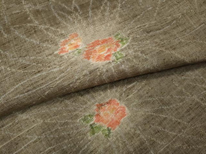 平和屋着物●小千谷紬　舞花文　正絹　逸品　CABH2673ut