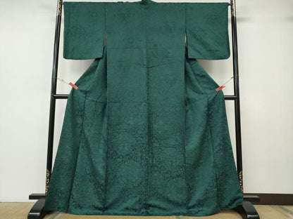 平和屋着物●上質なお召　花鳥文　正絹　逸品　CABH2675ut