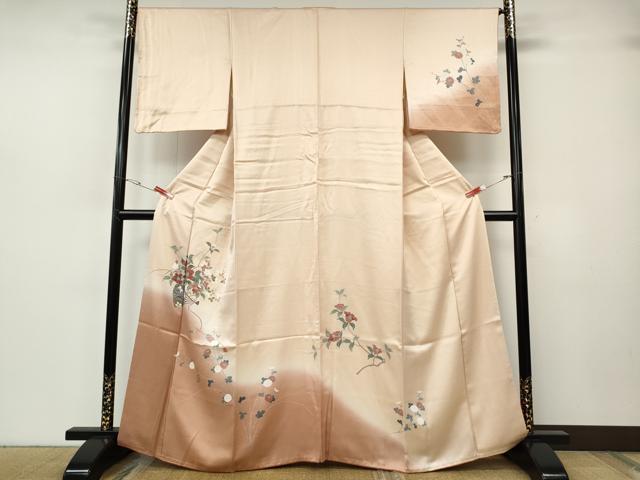 平和屋着物●訪問着　扇面枝花文　暈し染め　鈴乃屋扱い　正絹　逸品　CABH2676ut