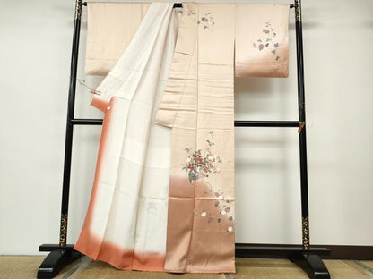 平和屋着物●訪問着　扇面枝花文　暈し染め　鈴乃屋扱い　正絹　逸品　CABH2676ut