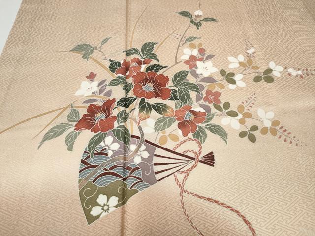 平和屋着物●訪問着　扇面枝花文　暈し染め　鈴乃屋扱い　正絹　逸品　CABH2676ut
