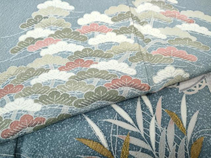 平和屋着物●訪問着　立波飛鳥草花文　暈し染め　金彩　正絹　逸品　CABH2677ut