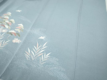 平和屋着物●訪問着　立波飛鳥草花文　暈し染め　金彩　正絹　逸品　CABH2677ut