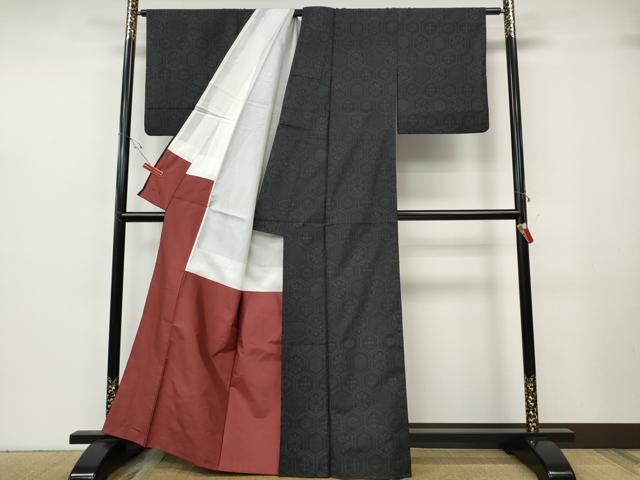 平和屋着物●本場大島紬　亀甲吉祥花文　正絹　逸品　CABH2678ut