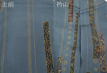 平和屋着物●上質な小紋　短冊重ね吉祥花文　金彩　鬼しぼ縮緬　正絹　逸品　CABH2679ut