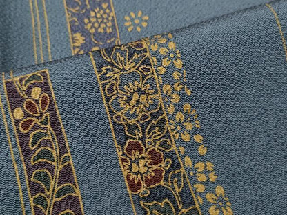 平和屋着物●上質な小紋　短冊重ね吉祥花文　金彩　鬼しぼ縮緬　正絹　逸品　CABH2679ut