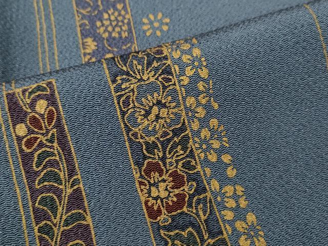 平和屋着物●上質な小紋　短冊重ね吉祥花文　金彩　鬼しぼ縮緬　正絹　逸品　CABH2679ut