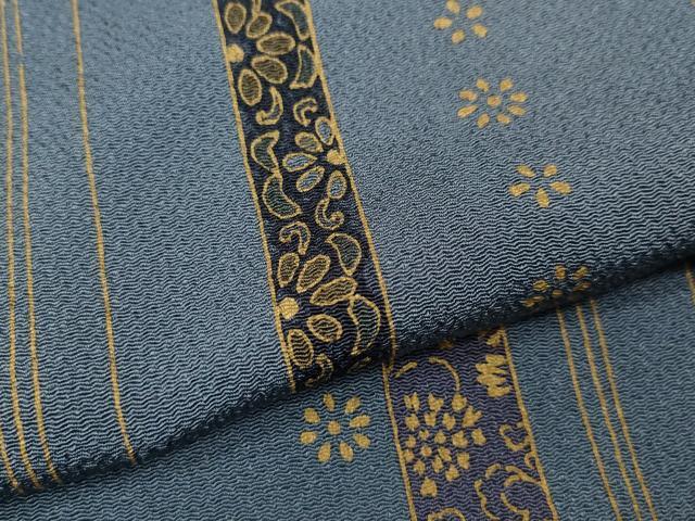 平和屋着物●上質な小紋　短冊重ね吉祥花文　金彩　鬼しぼ縮緬　正絹　逸品　CABH2679ut