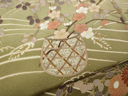 平和屋着物●訪問着　作家物　駒刺繍　立波花籠文　暈し染め　金彩　正絹　逸品　CABH2681ut