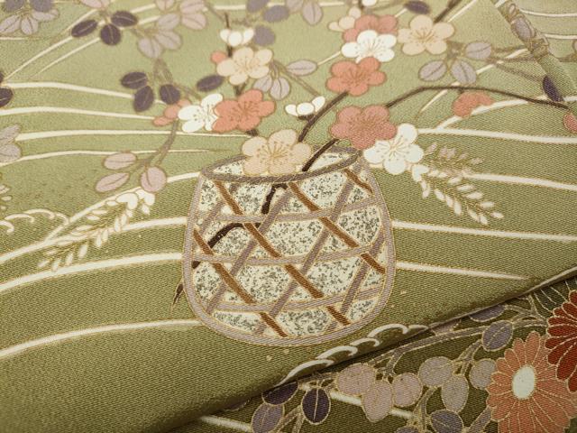 平和屋着物●訪問着　作家物　駒刺繍　立波花籠文　暈し染め　金彩　正絹　逸品　CABH2681ut
