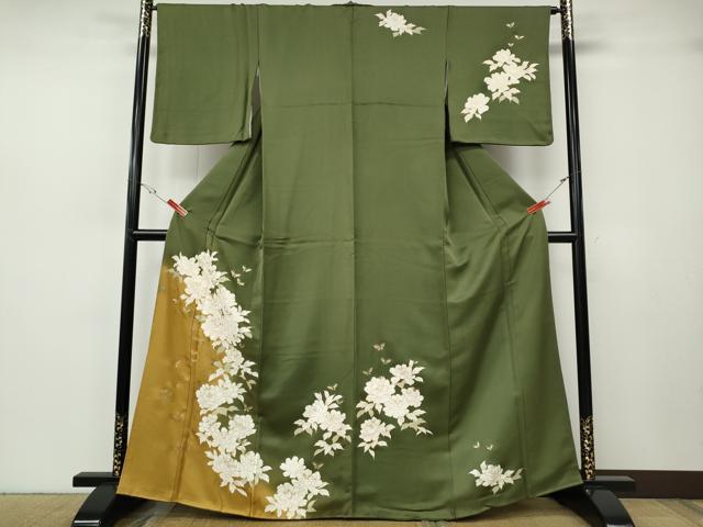 平和屋着物●訪問着　舞蝶文　暈し染め　金彩　正絹　逸品　CABH2683ut