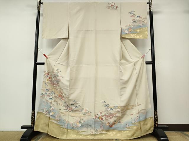 平和屋着物●訪問着　風景草花文　暈し染め　金彩　正絹　逸品　CABH2684ut