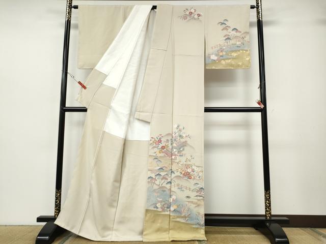平和屋着物●訪問着　風景草花文　暈し染め　金彩　正絹　逸品　CABH2684ut
