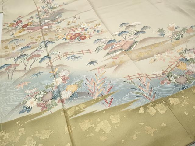 平和屋着物●訪問着　風景草花文　暈し染め　金彩　正絹　逸品　CABH2684ut
