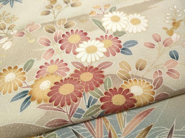 平和屋着物●訪問着　風景草花文　暈し染め　金彩　正絹　逸品　CABH2684ut
