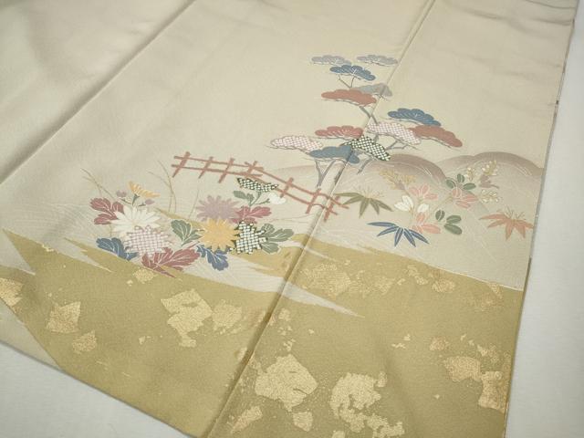 平和屋着物●訪問着　風景草花文　暈し染め　金彩　正絹　逸品　CABH2684ut