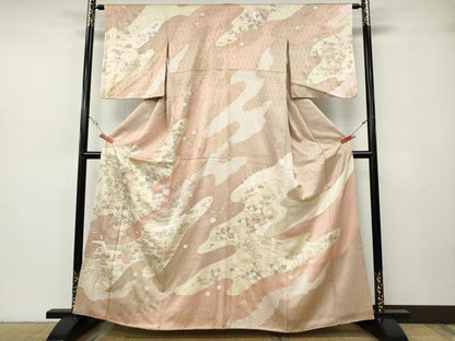 平和屋着物●訪問着　エ霞色紙鴛鴦花文　金彩　正絹　逸品　CABH2685ut