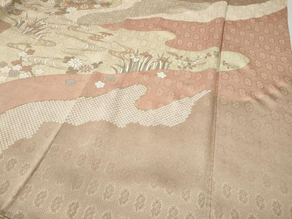 平和屋着物●訪問着　エ霞色紙鴛鴦花文　金彩　正絹　逸品　CABH2685ut