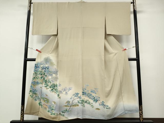 平和屋着物●本加賀友禅作家　浅野冨治男　色留袖　流水枝葉文　暈し染め　正絹　逸品　CABH2686ut