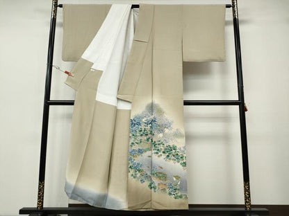 平和屋着物●本加賀友禅作家　浅野冨治男　色留袖　流水枝葉文　暈し染め　正絹　逸品　CABH2686ut