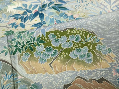 平和屋着物●本加賀友禅作家　浅野冨治男　色留袖　流水枝葉文　暈し染め　正絹　逸品　CABH2686ut