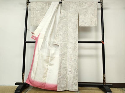 平和屋着物●本場大島紬　白大島　扇面草花文　やまと誂製　正絹　逸品　CABH2689ut