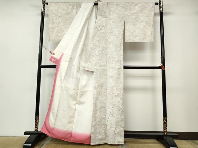 平和屋着物●本場大島紬　白大島　扇面草花文　やまと誂製　正絹　逸品　CABH2689ut