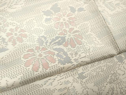 平和屋着物●本場大島紬　白大島　扇面草花文　やまと誂製　正絹　逸品　CABH2689ut