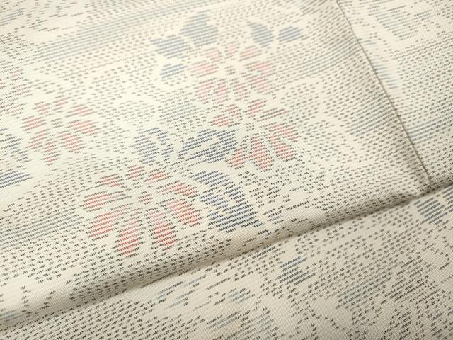 平和屋着物●本場大島紬　白大島　扇面草花文　やまと誂製　正絹　逸品　CABH2689ut
