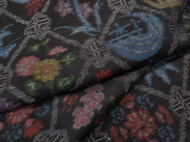 平和屋着物●上質な紬　天井草花文　正絹　逸品　CABH2696ut