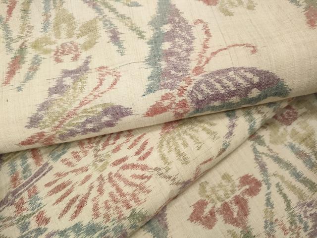 平和屋着物●小千谷紬　流水花蝶文　正絹　逸品　CABH2698ut