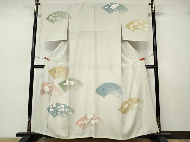 平和屋着物●本加賀友禅作家　由水煌人　訪問着　地紙花文　正絹　逸品　CABH2699ut