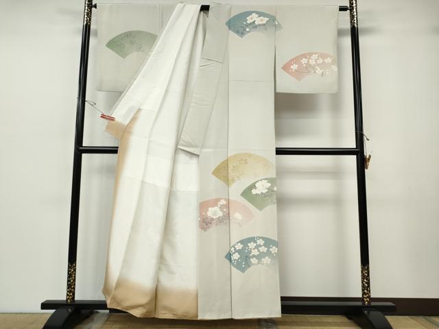 平和屋着物●本加賀友禅作家　由水煌人　訪問着　地紙花文　正絹　逸品　CABH2699ut