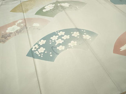 平和屋着物●本加賀友禅作家　由水煌人　訪問着　地紙花文　正絹　逸品　CABH2699ut